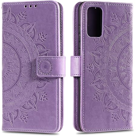 EYZUTAK Mandala Handyhülle für Samsung Galaxy A52/A52S 5G,Slim Flip Case mit Kartensteckplatz,Prägung PU Leder Klapphülle, Hülle mit Standfunction und Lanyard,Klappbar Motiv-Lila
